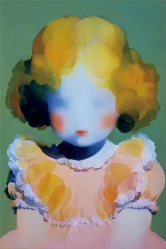Midjourney generated image using SREF code Plurailteа: A painting of a little girl with yellow hair.