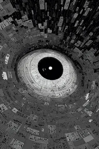 Midjourney generated image using SREF code Monoloom: A black and white image of a circular structure.