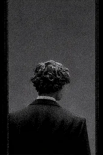 Midjourney generated image using SREF code Monoloom: A black and white photo of a man in a suit.