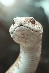 Midjourney generated image using SREF code Silent Gestures: A close up of a snake's head with its mouth open.