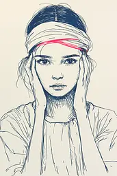 Midjourney generated image using SREF code Quirky Lines: A drawing of a woman with a bandana on her head.