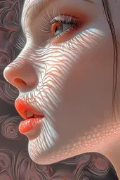 Midjourney generated image using SREF code Sanguine Elegance: A close up of a woman's face with red lipstick.