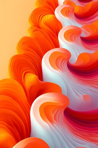 Midjourney generated image using SREF code Ember Flow: An orange and pink abstract background with wavy shapes.