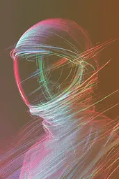 Midjourney generated image using SREF code Chromatic Lineage: A man in a space suit with a helmet on.