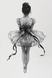 Midjourney generated image using SREF code Monochromatic Mindscape: A drawing of a little girl in a tutu.