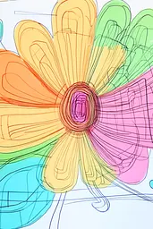 Midjourney generated image using SREF code Urban Blossom: A drawing of a colorful flower on a white background.