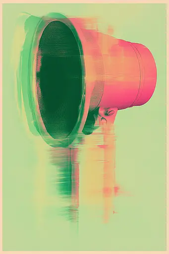 Midjourney generated image using SREF code Dreamwave Vortex: A picture of a camera lens on a green background.