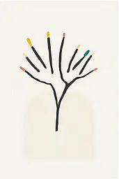 Midjourney generated image using SREF code Playful Silhouette: A drawing of a tree with candles in it.