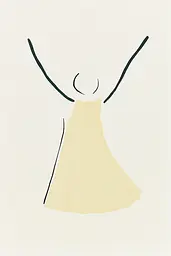 Midjourney generated image using SREF code Playful Silhouette: A drawing of a woman in a yellow dress.