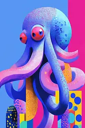 Midjourney generated image using SREF code Pastel Polygons: An illustration of an octopus on a colorful background.