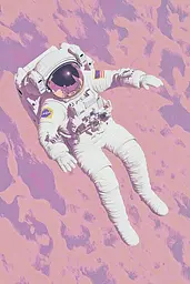 Midjourney generated image using SREF code Astral Touch: an astronaut floating in the sky with his arms outstretched