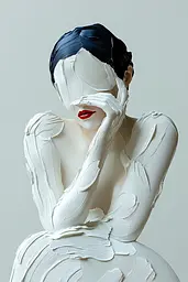 Midjourney generated image using SREF code Silken Fragments: A sculpture of a woman covered in white paint.