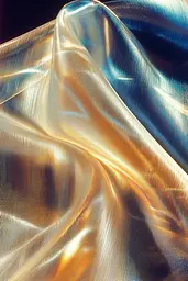 Midjourney generated image using SREF code Chrome Lilt: A close up shot of a shiny fabric. 