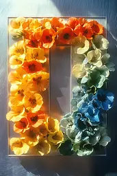 Midjourney generated image using SREF code Chrome Lilt: A picture of the letter D made out of flowers.