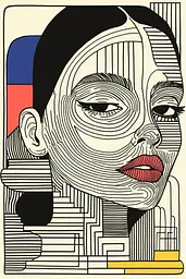 Midjourney generated image using SREF code Prismatic Pulse: A black and white drawing of a woman's face.