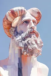 Midjourney generated image using SREF code Sunlit Smudge: A painting of a man with a beard and a hat.