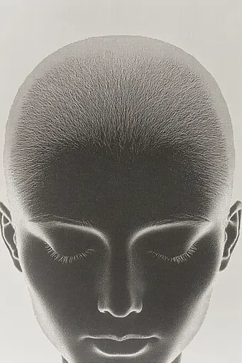 Midjourney generated image using SREF code Spectral Anatomy: A black and white photo of a mannequin head.