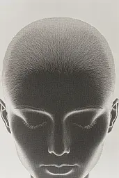 Midjourney generated image using SREF code Spectral Anatomy: A black and white photo of a mannequin head.