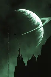 Midjourney generated image using SREF code Cryptoglow: A black and white image of a planet in the sky.